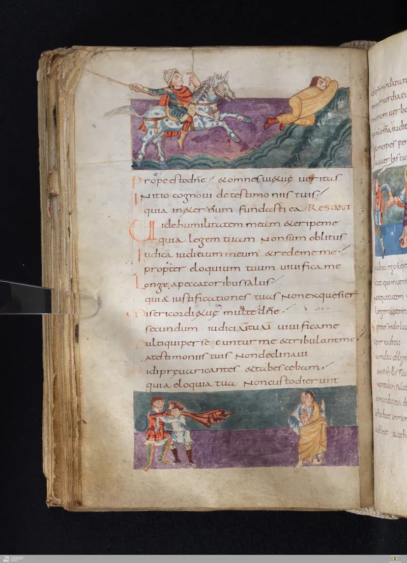 Stuttgart Psalter, Psalm 128 (folio 141v) by Master of the Stuttgart Psalter depicting Psalms 128