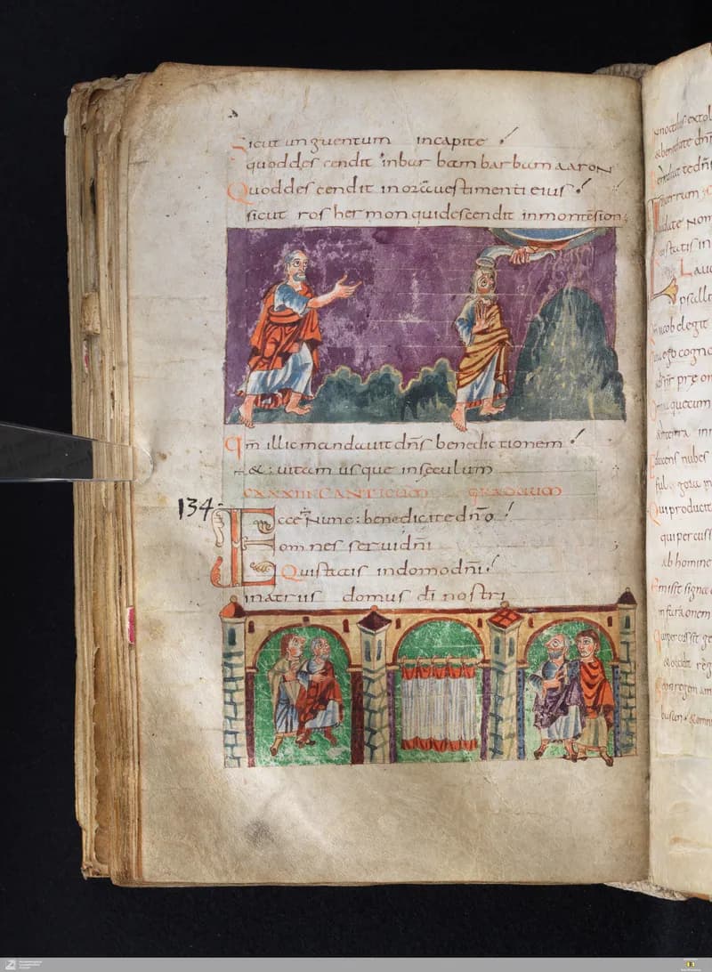 Stuttgart Psalter, Psalm 135 (folio 149v) by Master of the Stuttgart Psalter depicting Psalms 135
