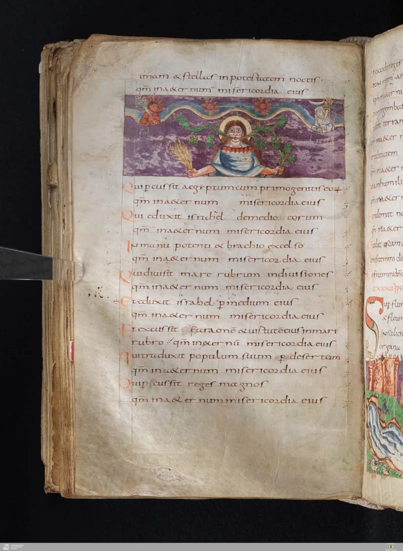 Stuttgart Psalter, Psalm 137 (folio 151v) by Master of the Stuttgart Psalter depicting Psalms 137