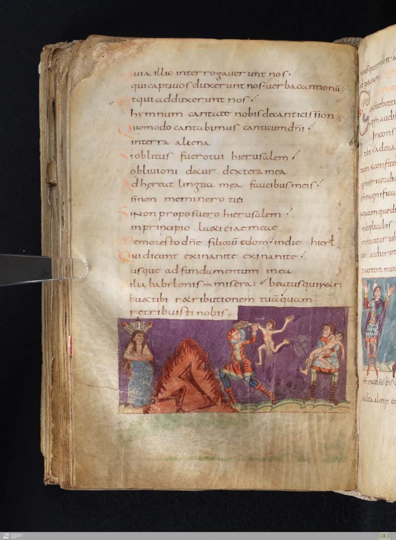 Stuttgart Psalter, Psalm 138 (folio 152v) by Master of the Stuttgart Psalter depicting Psalms 138