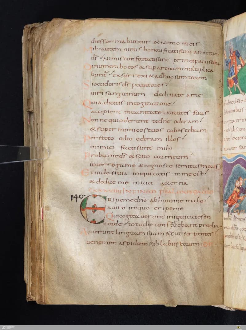 Stuttgart Psalter, Psalm 140 (folio 154v) by Master of the Stuttgart Psalter depicting Psalms 140
