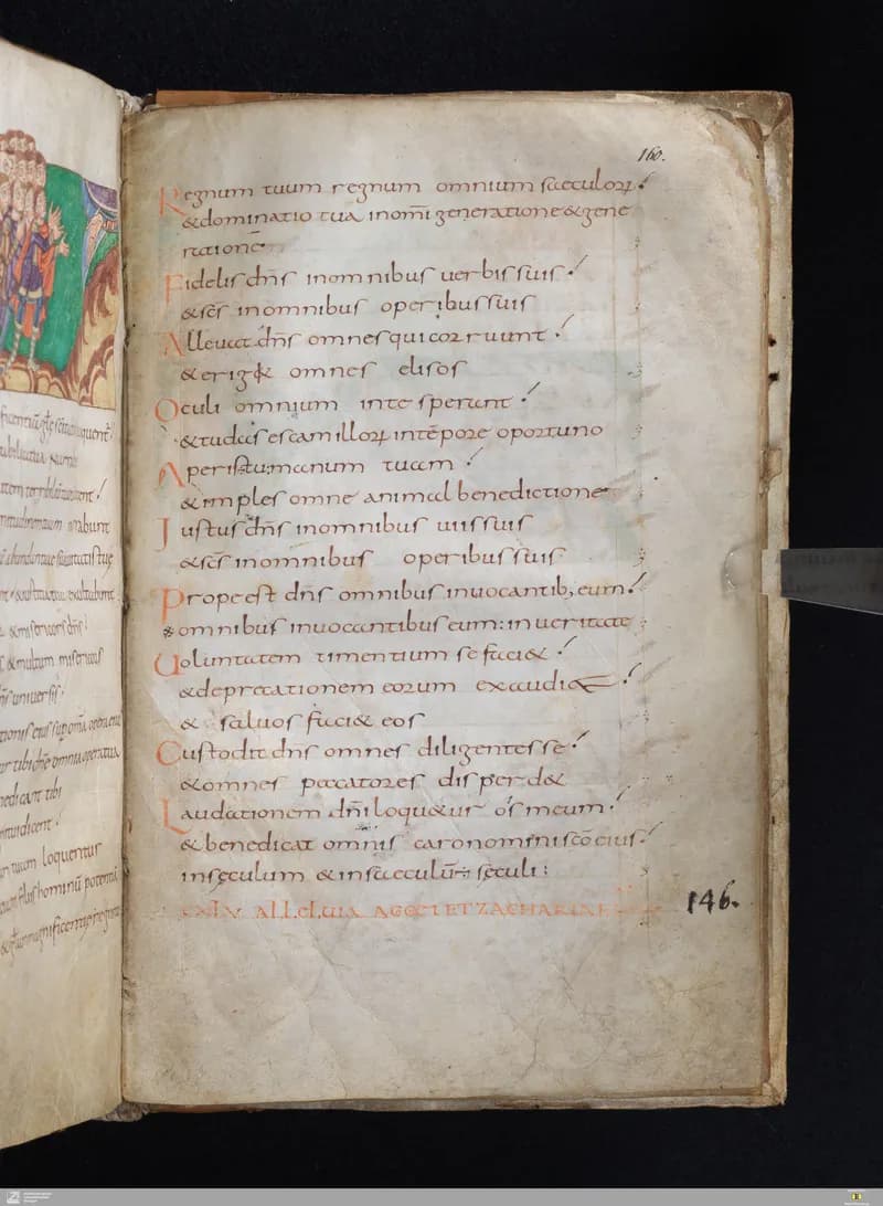 Stuttgart Psalter, Psalm 145 (folio 160r) by Master of the Stuttgart Psalter depicting Psalms 145