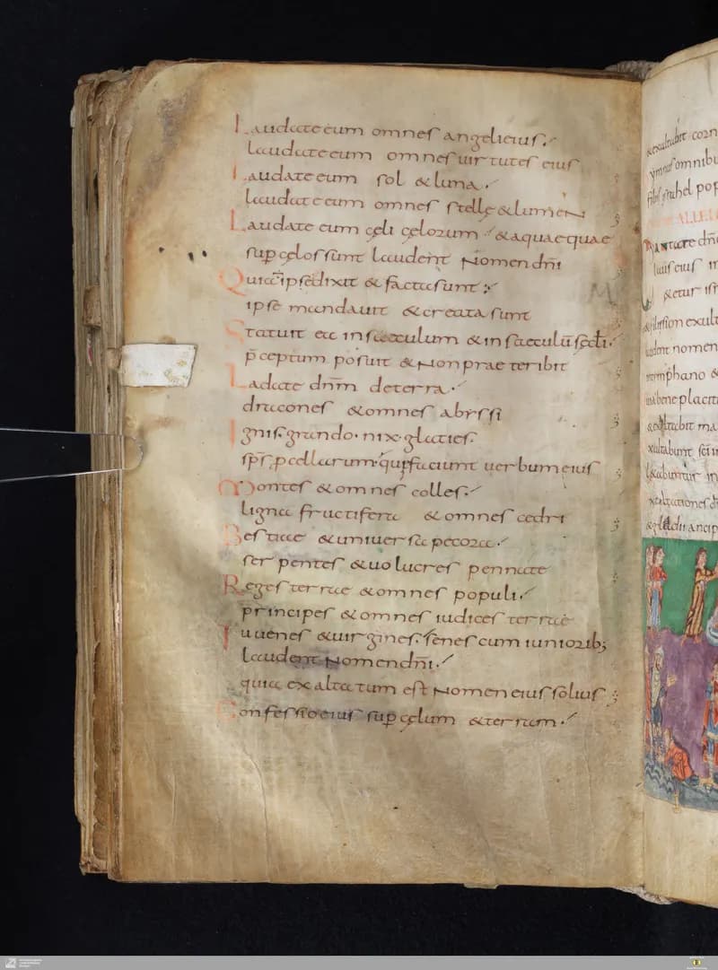 Stuttgart Psalter, Psalm 147 (folio 162v) by Master of the Stuttgart Psalter depicting Psalms 147