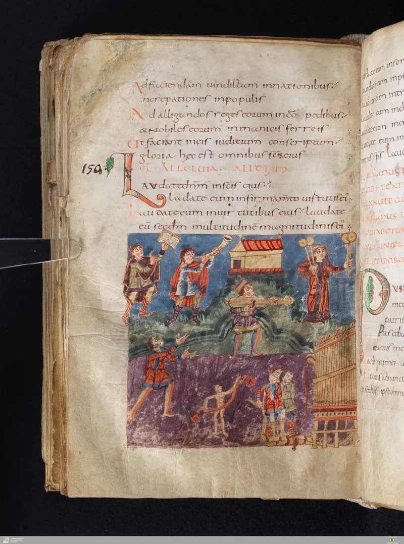 Stuttgart Psalter, Psalm 148 (folio 163v) by Master of the Stuttgart Psalter depicting Psalms 148