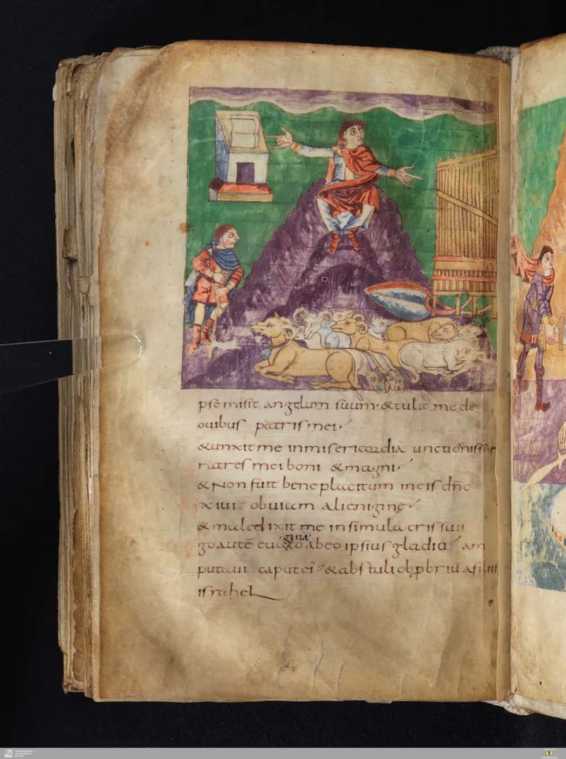 Stuttgart Psalter, Psalm 149 (folio 164v) by Master of the Stuttgart Psalter depicting Psalms 149