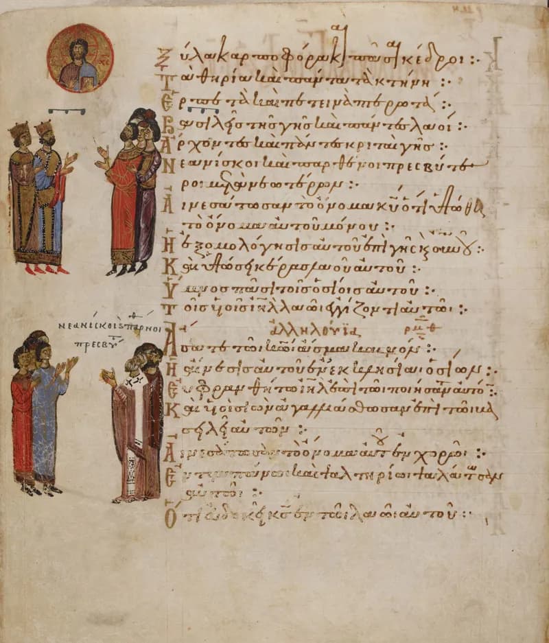 Praise the Lord (Theodore Psalter, Ps. 148) by Theodore of Caesarea depicting Psalms 148:5