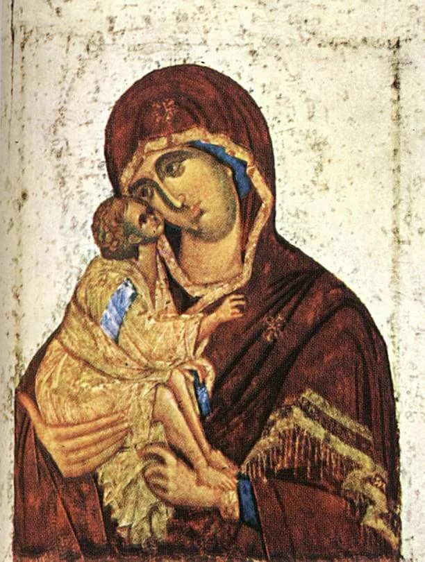 The Mother of God of the Don (alternate) by Theophanes the Greek depicting Luke 2:16