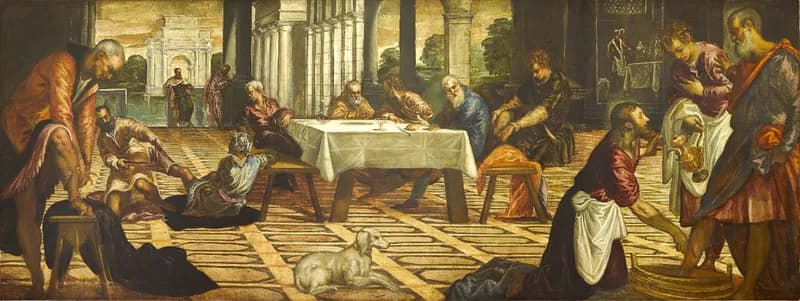 Christ Washing the Disciples' Feet by Jacopo Tintoretto depicting 1 Peter 5:5