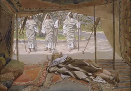 Abraham and the Three Angels by James Tissot depicting Genesis 18:2