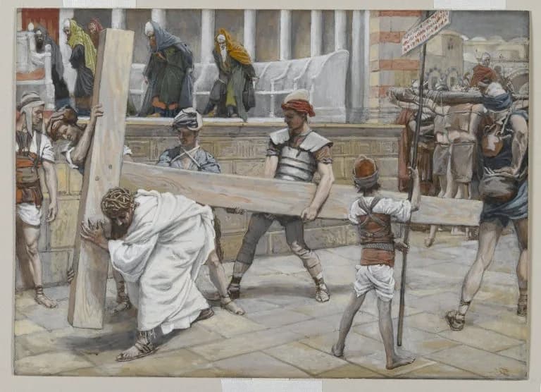 Jesus Bearing the Cross by James Tissot depicting Matthew 27:31