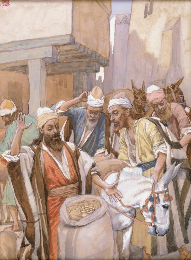 The Cup Found in Benjamin's Sack by James Tissot depicting Genesis 44:1