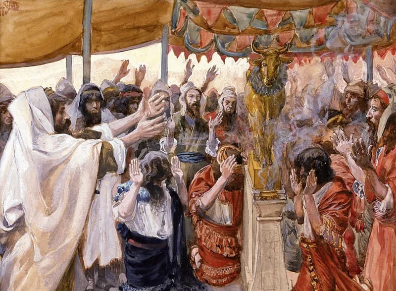 The Golden Calf by James Tissot depicting Deuteronomy 9:7