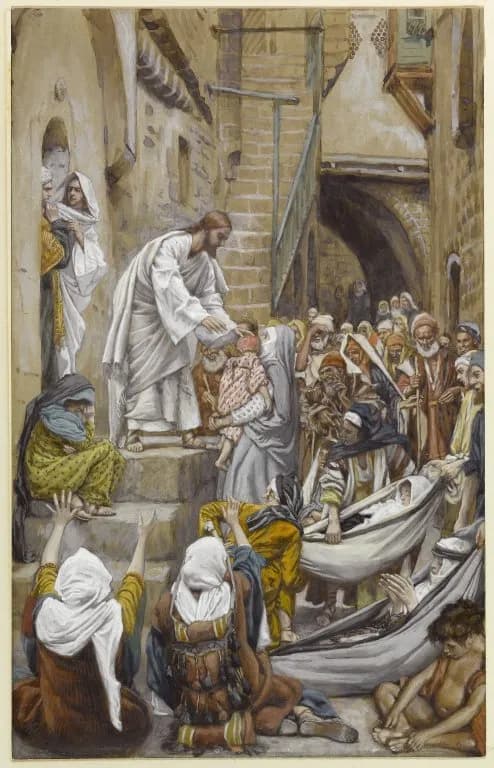 All the City Was Gathered at His Door by James Tissot depicting Luke 4:40
