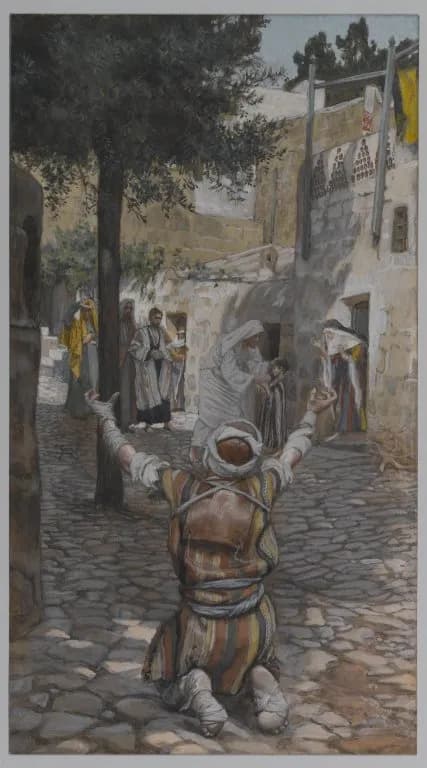 Healing of the Lepers at Capernaum by James Tissot depicting Luke 5:12