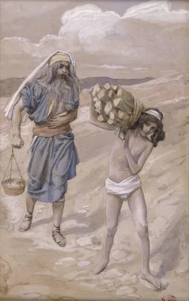 Isaac Bears the Wood for His Sacrifice by James Tissot depicting Genesis 22:6