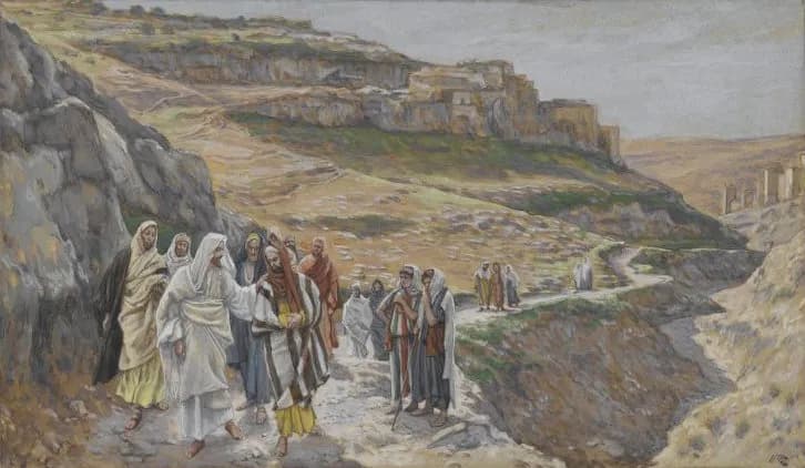 Jesus Discourses with His Disciples by James Tissot depicting John 14:1