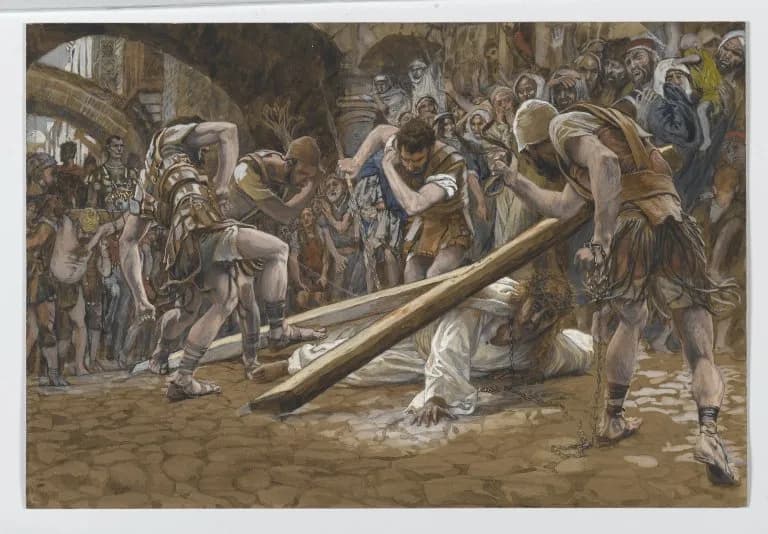 Jesus Falls Beneath the Cross by James Tissot depicting Luke 23:26
