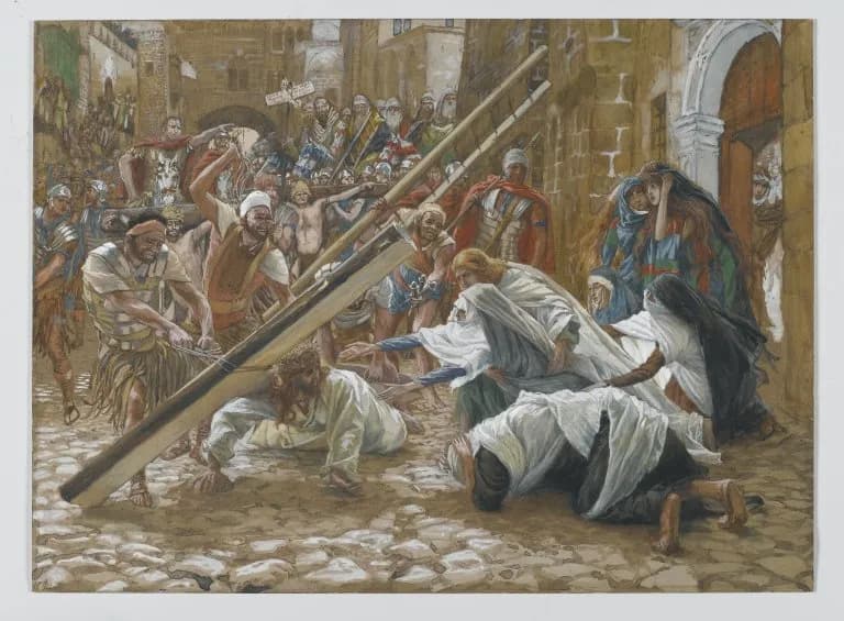 Jesus Meets His Mother by James Tissot depicting Luke 23:27