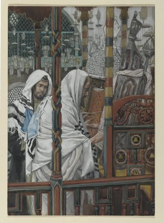 Jesus Teaches in the Synagogues by James Tissot depicting Matthew 4:23