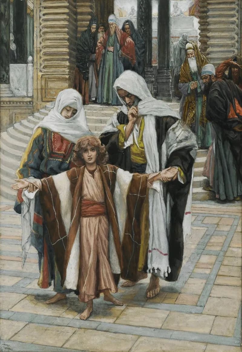 Jesus Found in the Temple by James Tissot depicting Luke 2:46