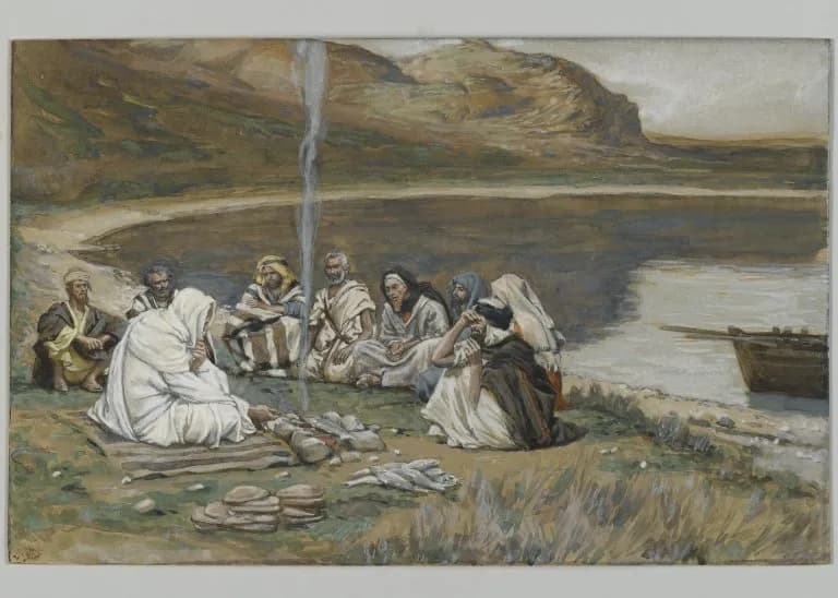 Meal of Our Lord and the Apostles by James Tissot depicting Matthew 26:26
