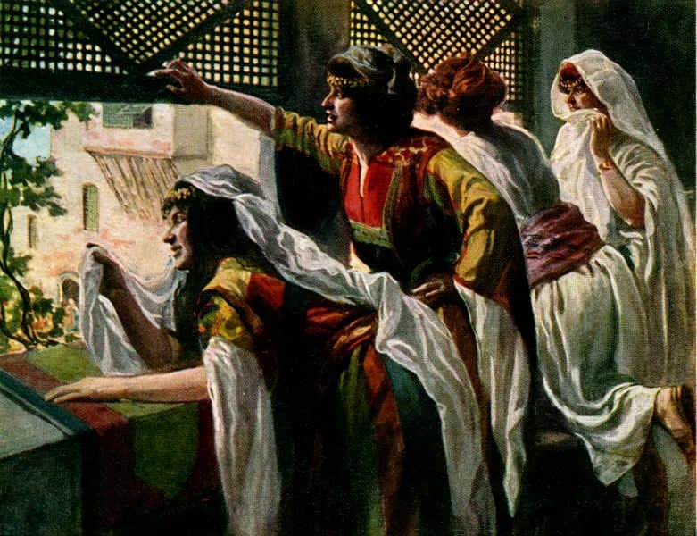 Michal Watching David from a Window by James Tissot depicting Psalms 59:1