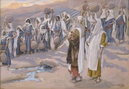 Moses Smites the Rock in the Desert by James Tissot depicting Numbers 20:1