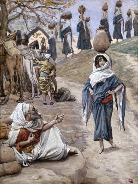 Abraham's Servant Meets Rebecca by James Tissot depicting Genesis 24:17