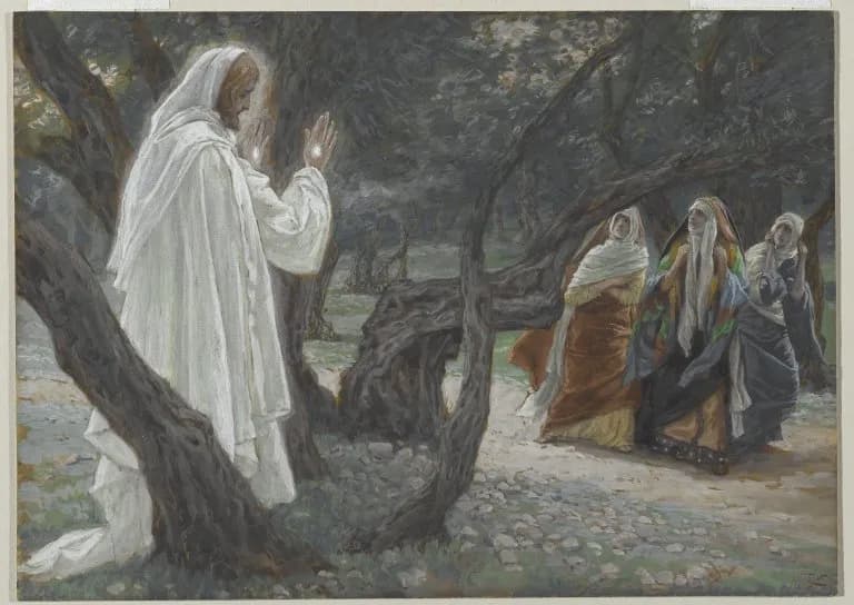 Apparition of Jesus to the Holy Women by James Tissot depicting Matthew 28:9