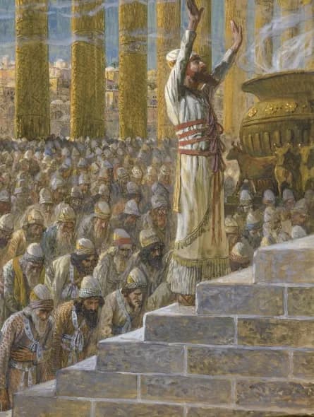 Solomon Dedicates the Temple at Jerusalem by James Tissot depicting 1 Kings 8:22