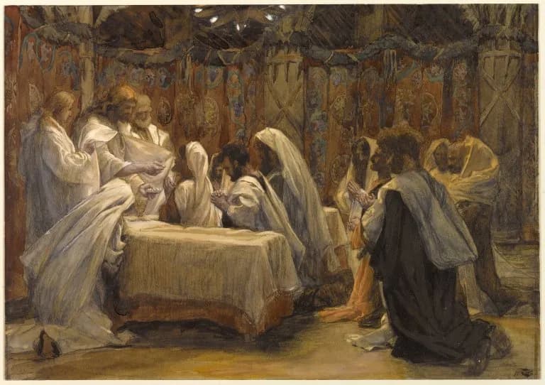 The Communion of the Apostles by James Tissot depicting Matthew 26:26