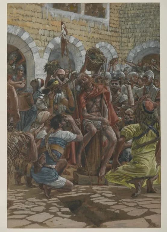 The Crowning of Thorns by James Tissot depicting Matthew 27:27