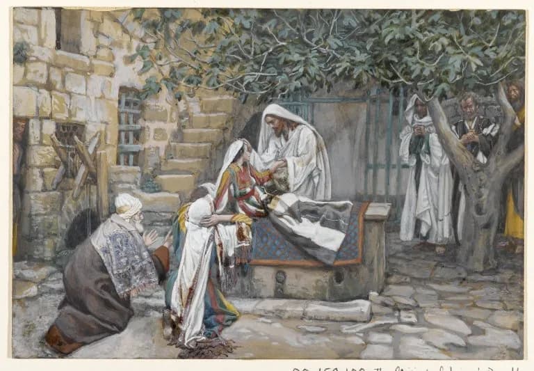 The Daughter of Jairus by James Tissot depicting Luke 8:40