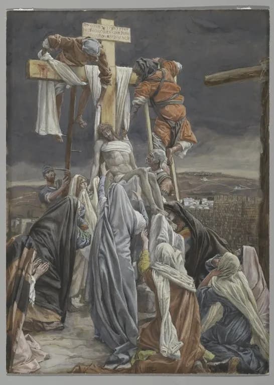 The Descent from the Cross by James Tissot depicting Matthew 27:57