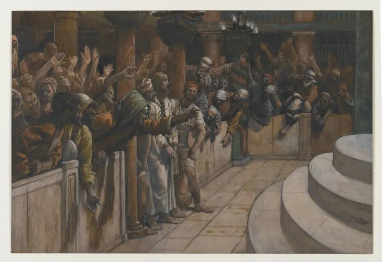 The False Witnesses by James Tissot depicting Matthew 26:59