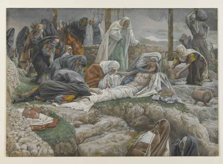 The Holy Virgin Receives the Body of Jesus by James Tissot depicting Luke 23:50