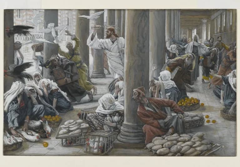 The Merchants Chased from the Temple by James Tissot depicting Mark 11