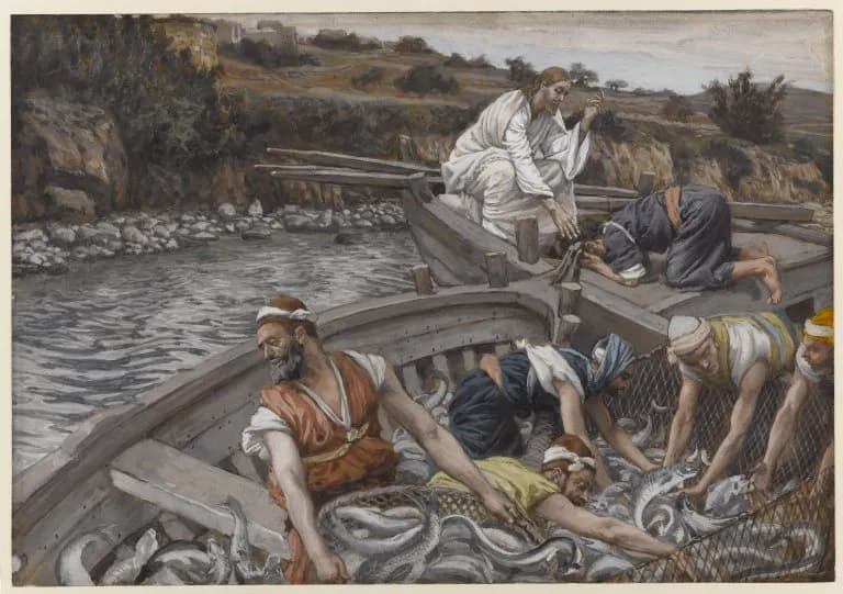 The Miraculous Draught of Fishes by James Tissot depicting Luke 5:4