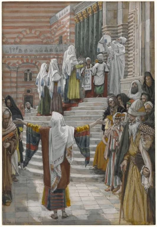 The Presentation of Jesus in the Temple by James Tissot depicting Luke 2:22