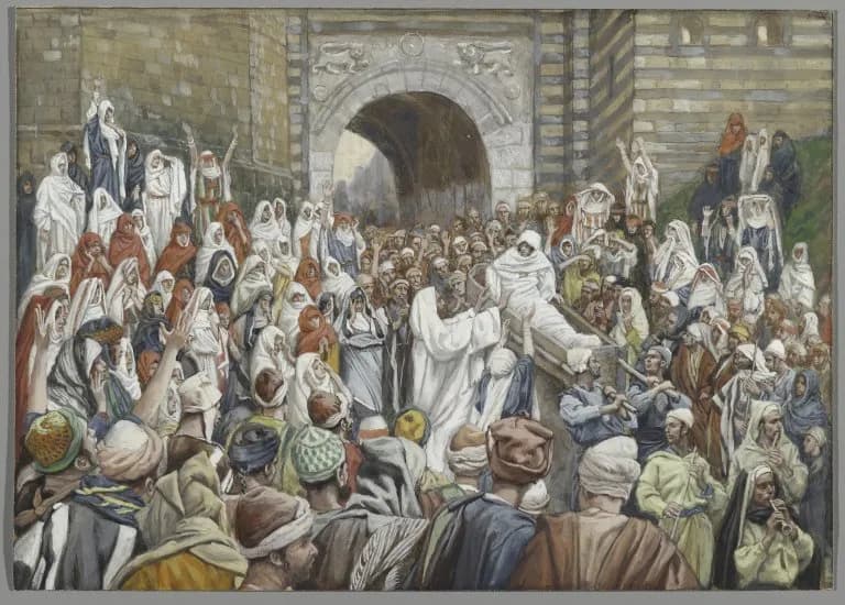 The Resurrection of the Widow's Son at Nain by James Tissot depicting Luke 7:11