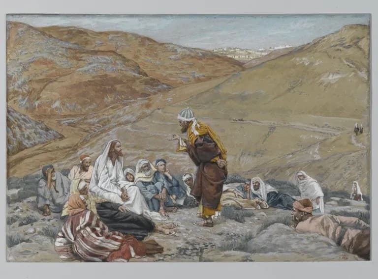 The Scribe Stood to Tempt Jesus by James Tissot depicting Luke 10:25