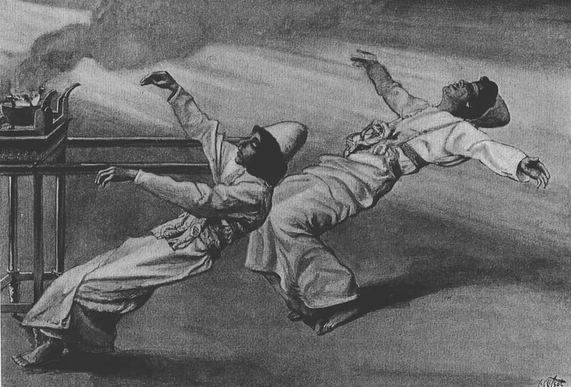 The Two Priests Are Destroyed (Nadab and Abihu) by James Tissot depicting Leviticus 10:1
