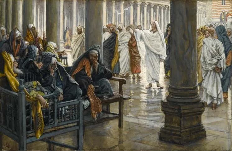 Woe unto You Scribes and Pharisees by James Tissot depicting Matthew 23:1