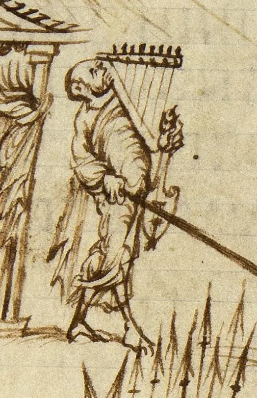 Utrecht Psalter, Psalm 107 by Master of the Utrecht Psalter depicting Psalms 107:1
