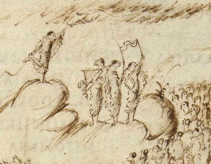 Utrecht Psalter, Psalm 48 by Master of the Utrecht Psalter depicting Psalms 48:1