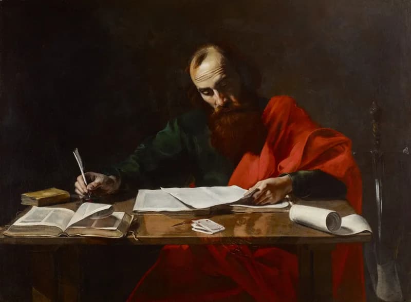 Saint Paul Writing His Epistles by Valentin de Boulogne depicting 2 Corinthians 4:7