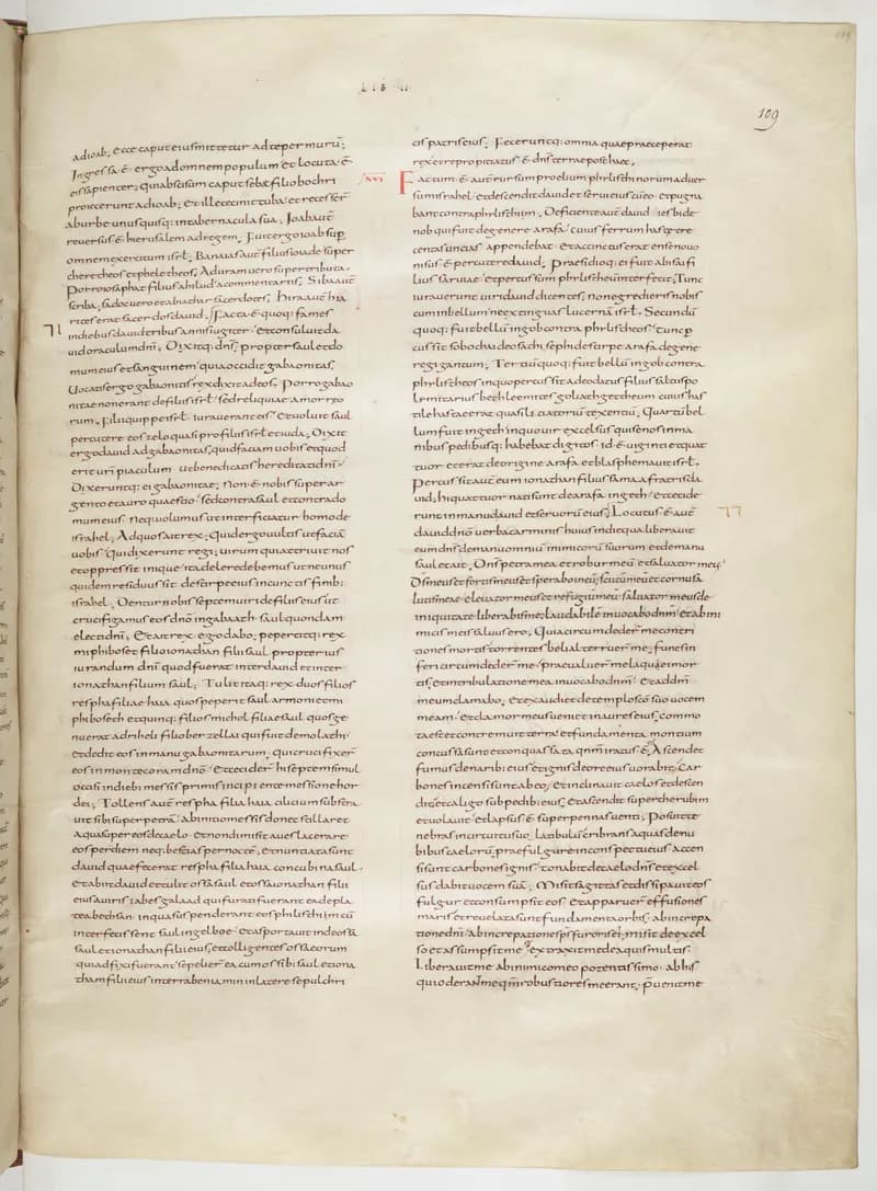 Vivian Bible, 1 Chronicles 10 (folio 225) by Master C. (Vivian Bible illuminator) depicting 1 Chronicles 10