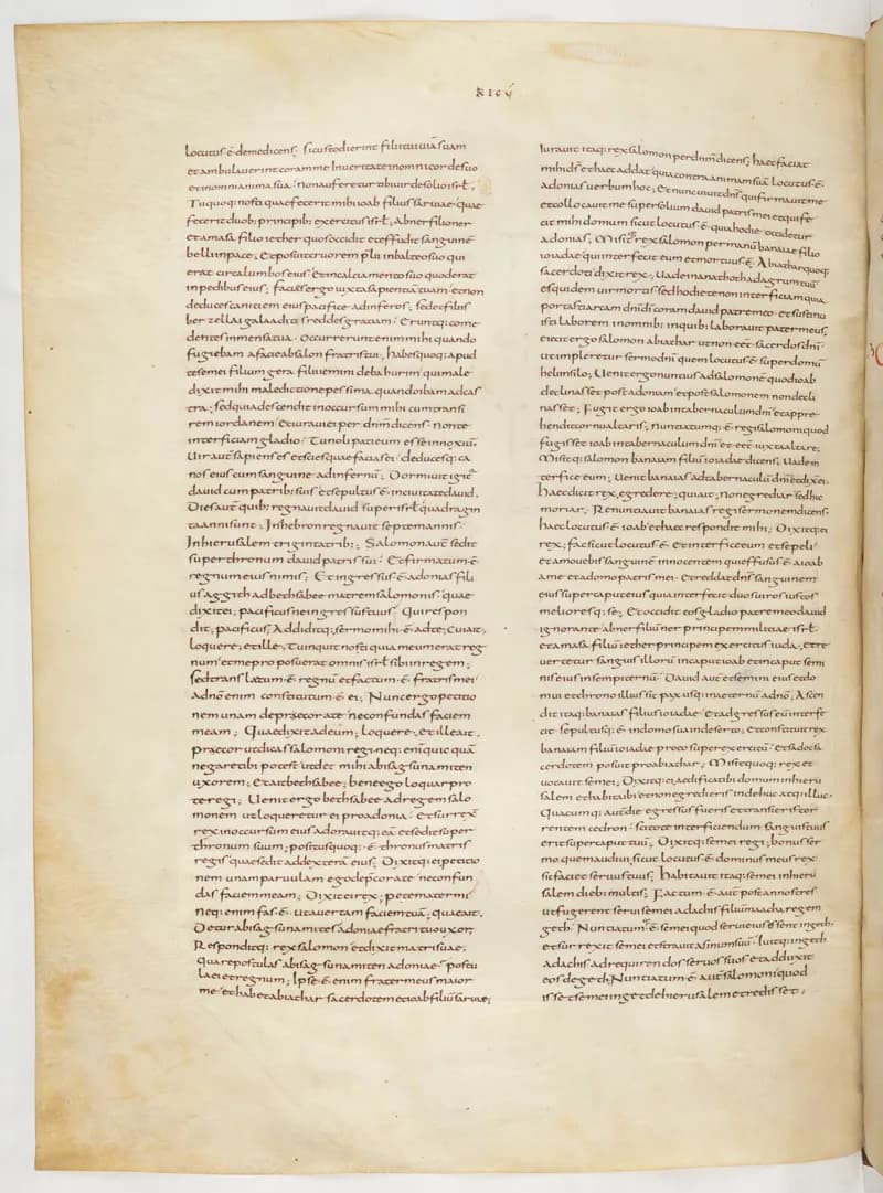 Vivian Bible, 1 Chronicles 18 (folio 230) by Master C. (Vivian Bible illuminator) depicting 1 Chronicles 18
