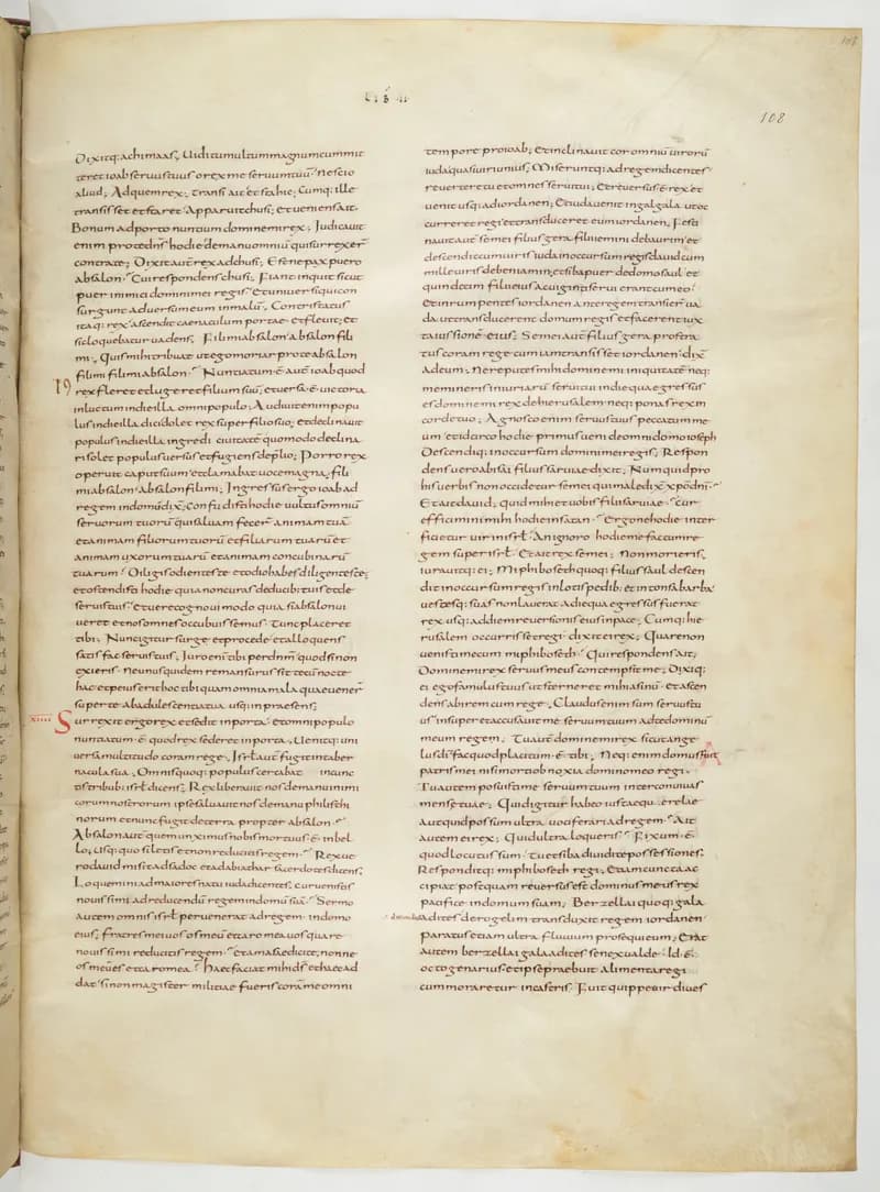 Vivian Bible, 1 Chronicles 7 (folio 223) by Master C. (Vivian Bible illuminator) depicting 1 Chronicles 7