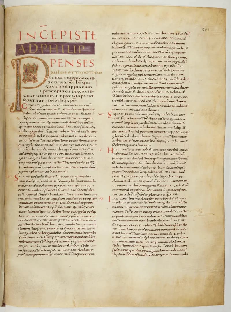 Vivian Bible, 1 John 2 (folio 813) by Master C. (Vivian Bible illuminator) depicting 1 John 2